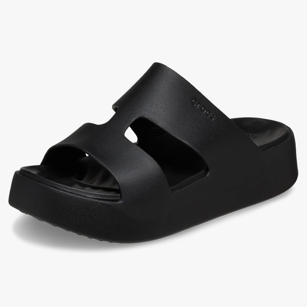 CROCS Black Double-Strap Sandals with Platform Sole